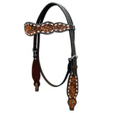 Bar H Equine Genuine Western American Leather Horse Premium Headstall & Breast Collar Set
