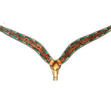 Bar H Equine Horse Genuine Leather Floral Design Breast Collar ,Headstall Brown - Breast Collor