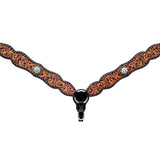 Bar H Equine Horse Genuine Leather Floral Design Breast Collar ,Headstall Brown