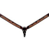 Bar H Equine Horse Genuine Leather Floral Design With Buckstitch Breast Collar ,Headstall Brown - Breast Collor