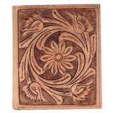 BAR H EQUINE Hand Carved Unisex Bifold Wallet Genuine Hair-On Leather