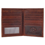 BAR H EQUINE Hand Carved Unisex Bifold Wallet Genuine Hair-On Leather