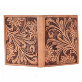 BAR H EQUINE Hand Carved Unisex Bifold Wallet Genuine Hair-On Leather