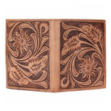BAR H EQUINE Hand Carved Unisex Bifold Wallet Genuine Hair-On Leather