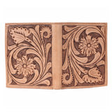 BAR H EQUINE Hand Carved Unisex Bifold Wallet Genuine Hair-On Leather
