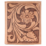 BAR H EQUINE Hand Carved Unisex Bifold Wallet Genuine Hair-On Leather