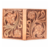 BAR H EQUINE Hand Carved Unisex Bifold Wallet Genuine Hair-On Leather