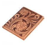 BAR H EQUINE Hand Carved Unisex Bifold Wallet Genuine Hair-On Leather