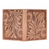 BAR H EQUINE Hand Carved Unisex Bifold Wallet Genuine Hair-On Leather