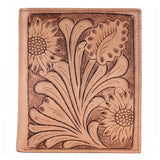BAR H EQUINE Hand Carved Unisex Bifold Wallet Genuine Hair-On Leather