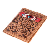 BAR H EQUINE Hand Carved Unisex Bifold Wallet Genuine Hair-On Leather