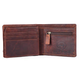 BAR H EQUINE Hand Carved Unisex Bifold Wallet Genuine Hair-On Leather