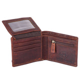 BAR H EQUINE Hand Carved Unisex Bifold Wallet Genuine Hair-On Leather