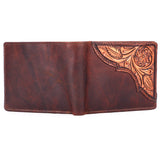 BAR H EQUINE Hand Carved Unisex Bifold Wallet Genuine Hair-On Leather