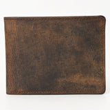 BAR H EQUINE American Western Bifold Men Genuine Leather Wallet Brown