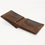 BAR H EQUINE American Western Bifold Men Genuine Leather Wallet Brown