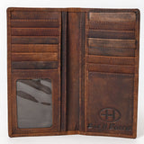 BAR H EQUINE Rodeo Hand Carved Unisex Bifold Wallet Genuine Hair-On Leather