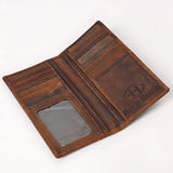 BAR H EQUINE Rodeo Hand Carved Unisex Bifold Wallet Genuine Hair-On Leather