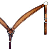 Bar H Equine Leather Horse Headstall Breast Collar & One Ear Tan