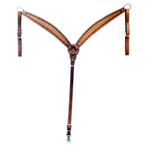 Bar H Equine Leather Horse Headstall Breast Collar & One Ear Tan