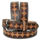 Bar H Equine Hand Tooled Genuine Leather Crafted Brown Unisex Western Belt Removable Buckle Full Grain - 36"
