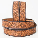 BAR H EQUINE 32 - 42 In Floral Hand Tooled Western Genuine Leather Belt Brown