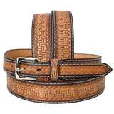 Bar H Equine Hand Tooled Genuine Leather Crafted Tan Unisex Western Belt Removable Buckle Full Grain For Men Women - 42"