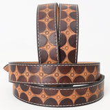 BAR H EQUINE 32 - 42 In Stylish Hand Tooled Western Genuine Leather Belt Brown