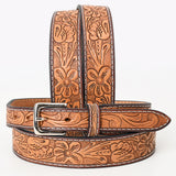 Bar H Equine Hand Tooled Genuine Leather Crafted Brown Unisex Western Belt Removable Buckle Full Grain for Men Women - 36"