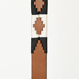 BAR H EQUINE Western Genuine Leather Dog Collar Embroidered Black & White