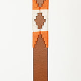 BAR H EQUINE Western Genuine Leather Dog Collar Embroidered Orange & White