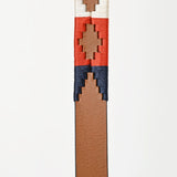 BAR H EQUINE Western Genuine Leather Dog Collar Embroidered Blue Red & White