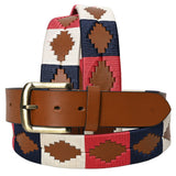 Bar H Equine Western Brown Full Grain Genuine Leather Men & Women Belt Embroidered Pink Blue White With Buckle - 32"