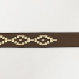 BAR H EQUINE Western Genuine Leather Men And Women Belt Embroidered White