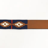 BAR H EQUINE Western Genuine Leather Men And Women Brown Belt Embroidered Blue Red & White