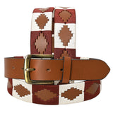 Bar H Equine Western Brown Full Grain Genuine Leather Men & Women Belt Embroidered White with Buckle - 42"