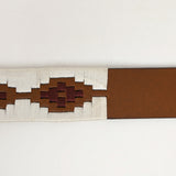 BAR H EQUINE Western Genuine Leather Men And Women Brown Belt Embroidered White & Brown