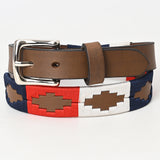 BAR H EQUINE Kids Western Embroidered Hand Tooled Leather Polo Belt Brown - Large/X-Large