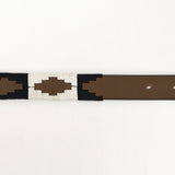 BAR H EQUINE Western Genuine Leather Men And Women Brown Belt Embroidered Black & White