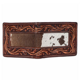 BAR H EQUINE Hand Carved Unisex Bifold Wallet Genuine Hair-On Leather