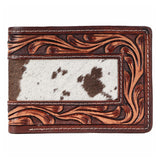 BAR H EQUINE Hand Carved Unisex Bifold Wallet Genuine Hair-On Leather
