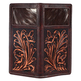 BAR H EQUINE Rodeo Hand Carved Unisex Bifold Wallet Genuine Hair-On Leather