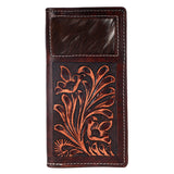 BAR H EQUINE Rodeo Hand Carved Unisex Bifold Wallet Genuine Hair-On Leather
