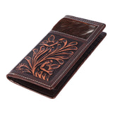 BAR H EQUINE Rodeo Hand Carved Unisex Bifold Wallet Genuine Hair-On Leather