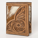 BAR H EQUINE Rodeo Hand Carved Unisex Trifold Wallet Genuine Hair-On Leather