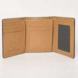 BAR H EQUINE Rodeo Hand Carved Unisex Trifold Wallet Genuine Hair-On Leather