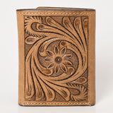 BAR H EQUINE Rodeo Hand Carved Unisex Trifold Wallet Genuine Hair-On Leather