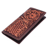 Bar H Equine Women Floral Hand Tooled Genuine Leather Western Handbag Wallet Purse - Bifold