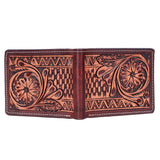 BAR H EQUINE Hand Carved Unisex Bifold Wallet Genuine Hair-On Leather