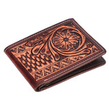 BAR H EQUINE Hand Carved Unisex Bifold Wallet Genuine Hair-On Leather